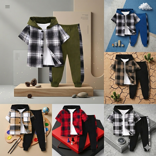 Boys Checkered Outfit – Trendy en comfortabel – Geruite Kinderkleding set